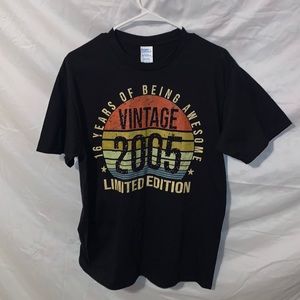 Medium black tee vintage limited edition for a 16/17 year old born in 2005.